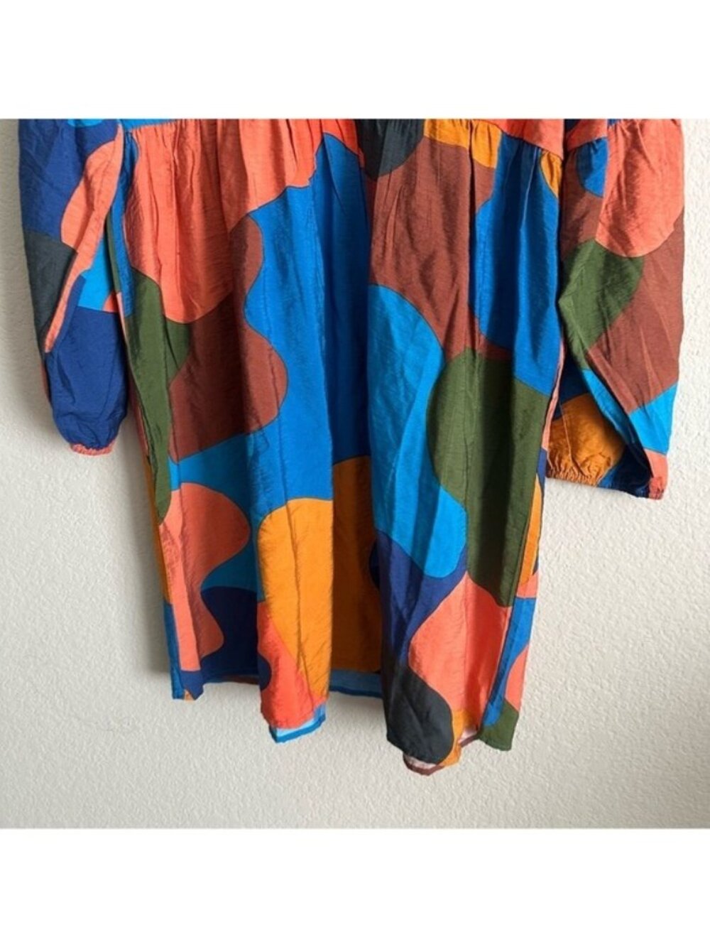 MICHELLE MCDOWELL Geometry Multicolored Balloon Sleeves Dress Size Small - Picture 8 of 16